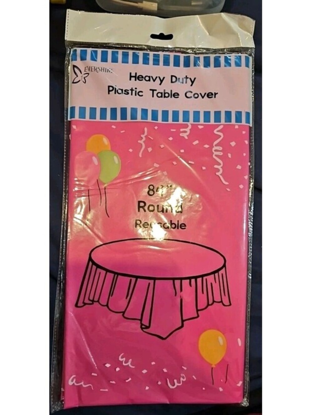 Evershine Heavy Duty Platic Table Cover 84" Round Reusable NEW